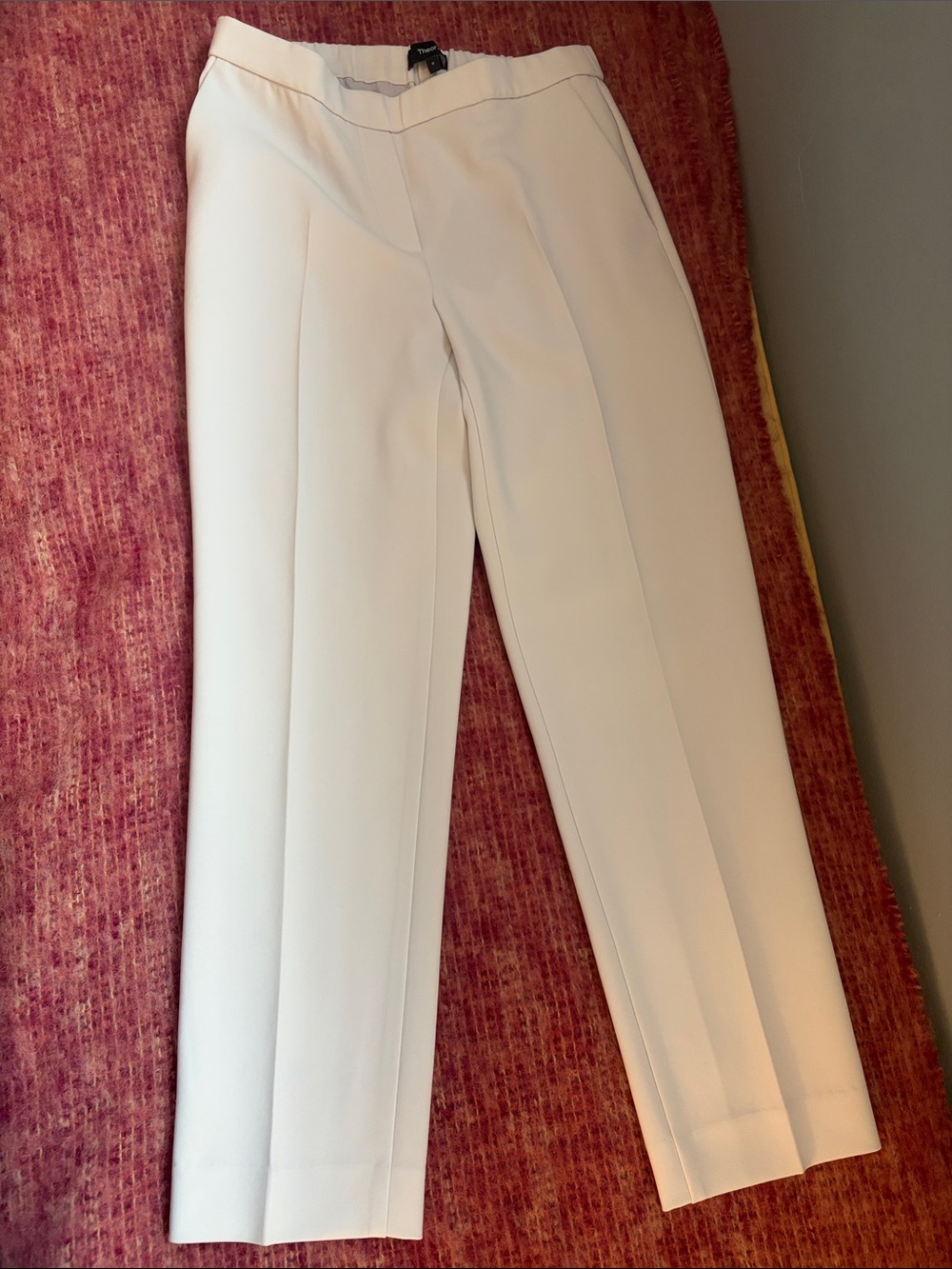 Theory Cream Straight-Leg Dress Pants